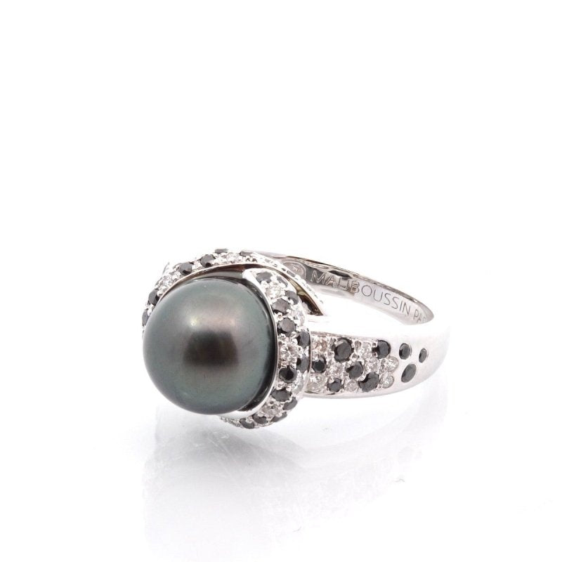 Bague signée Mauboussin diamants et perle - Castafiore