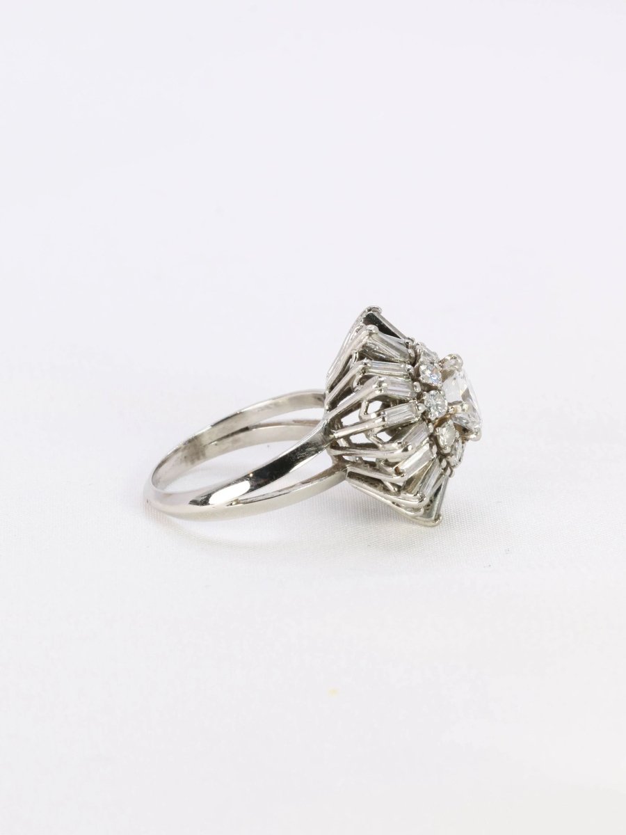Bague soleil or blanc diamants 2.8 ct - Castafiore