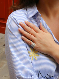 Bague soleil or blanc diamants 2.8 ct - Castafiore