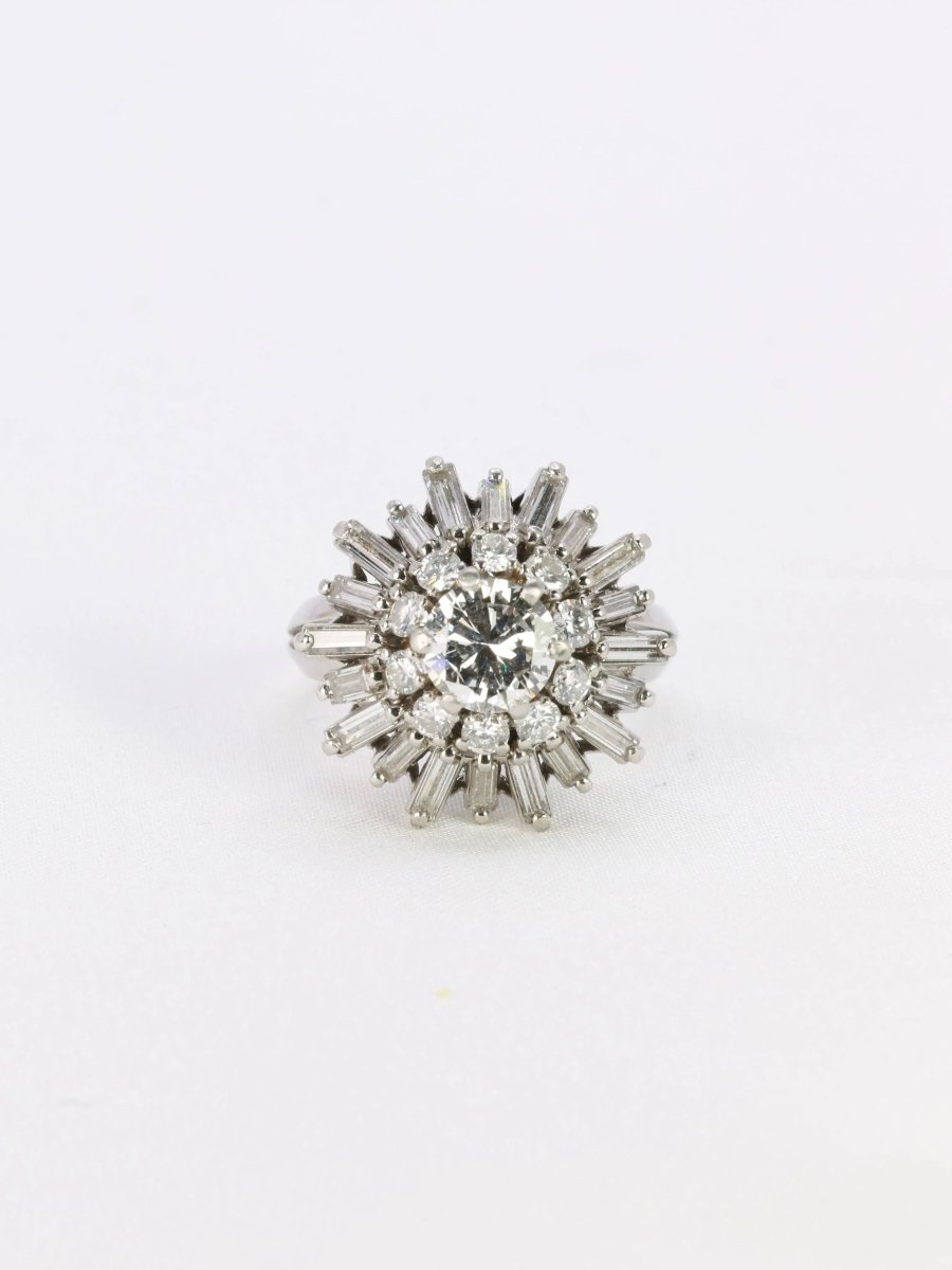 Bague soleil or blanc diamants 2.8 ct - Castafiore