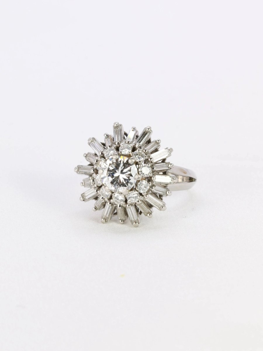 Bague soleil or blanc diamants 2.8 ct - Castafiore