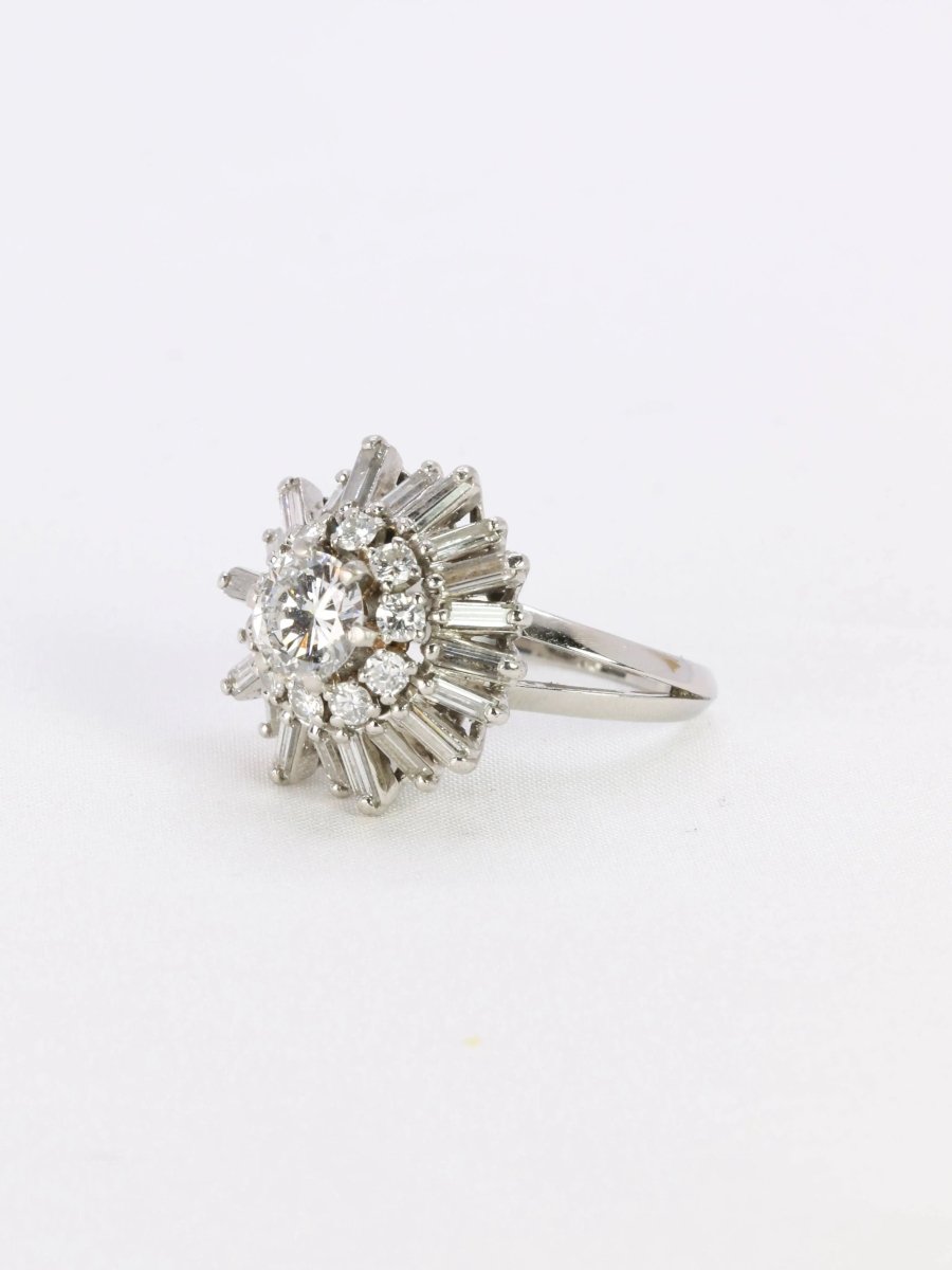 Bague soleil or blanc diamants 2.8 ct - Castafiore
