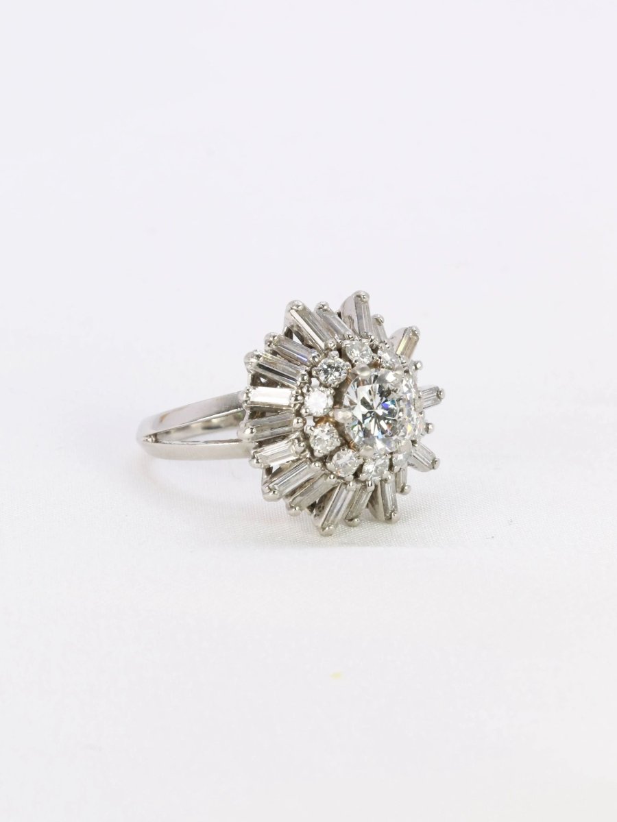 Bague soleil or blanc diamants 2.8 ct - Castafiore