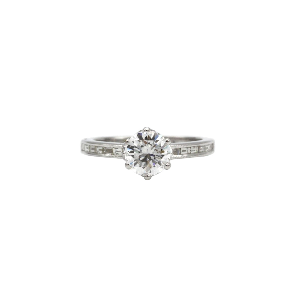 Bague Solitaire accompagné en or blanc et diamant - Castafiore