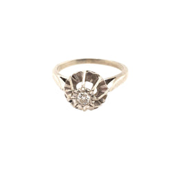 Bague Solitaire ancien en or blanc et diamant - Castafiore