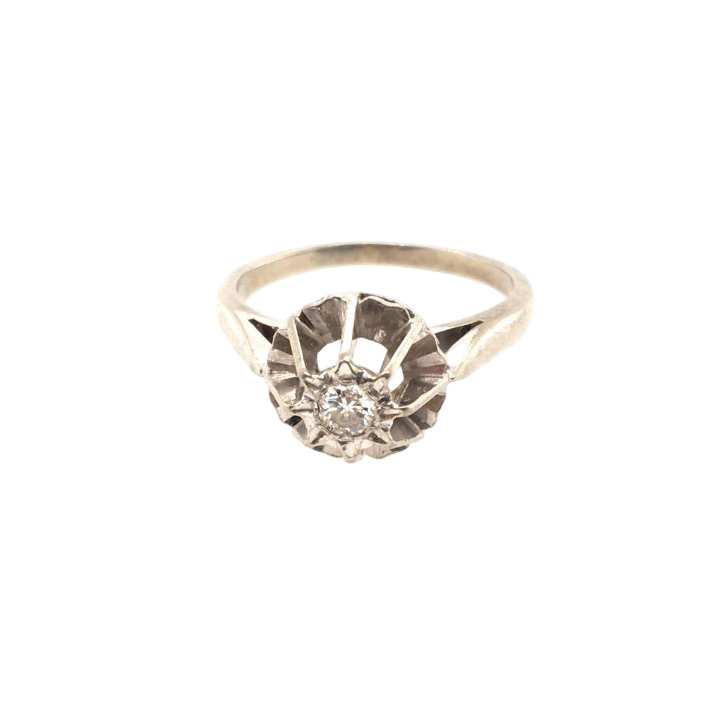 Bague Solitaire ancien en or blanc et diamant - Castafiore