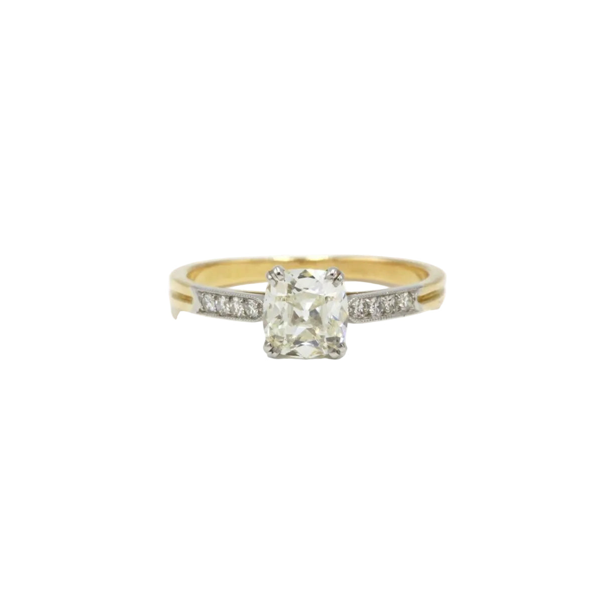 Bague Solitaire ancien en or jaune et diamant - Castafiore