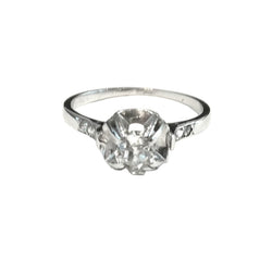 Bague Solitaire ancien en platine et diamant - Castafiore