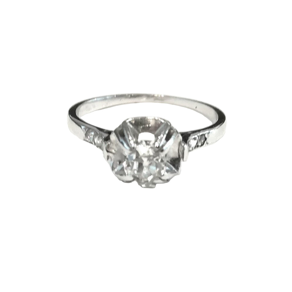 Bague Solitaire ancien en platine et diamant - Castafiore