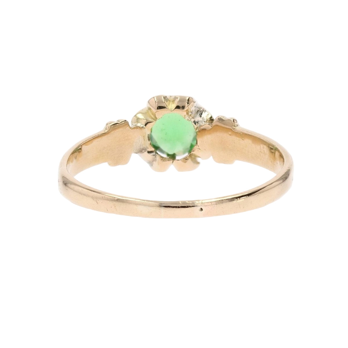 Bague Solitaire ancienne en or jaune et grenat vert - Castafiore