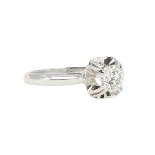 Bague solitaire Art Déco en or blanc et diamant 0,5ct - Castafiore