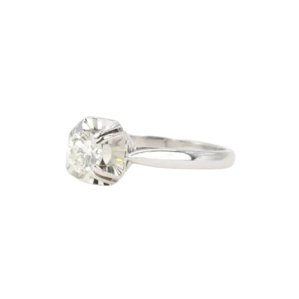 Bague solitaire Art Déco en or blanc et diamant 0,5ct - Castafiore