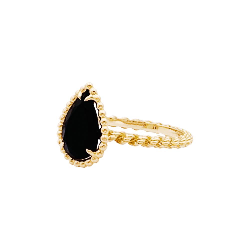 Bague Solitaire BOUCHERON "Serpent Bohème" en or jaune et onyx - Castafiore