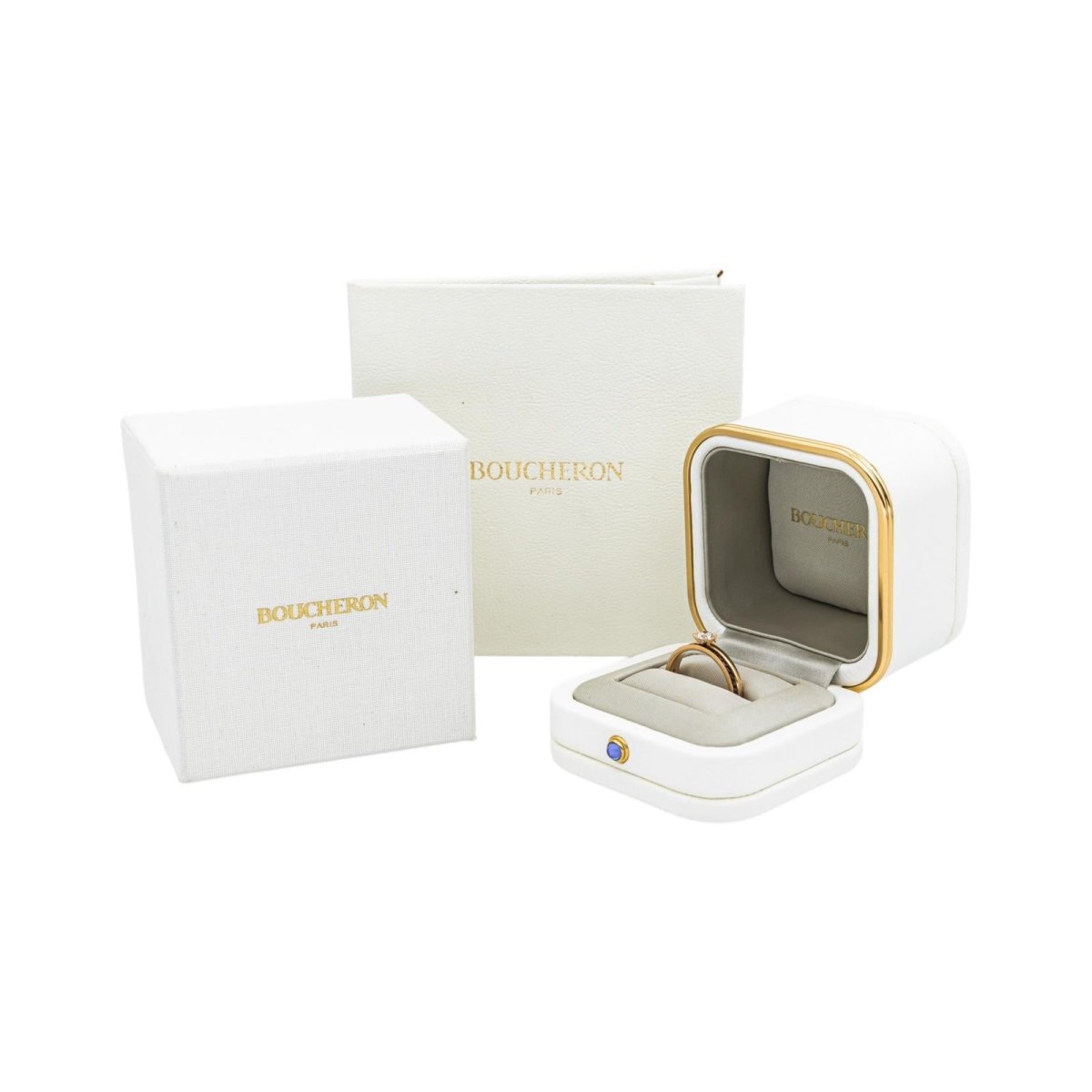 Bague Solitaire BOUCHERON "Solitaire Quatre Classique" en or jaune, or rose et diamant - Castafiore