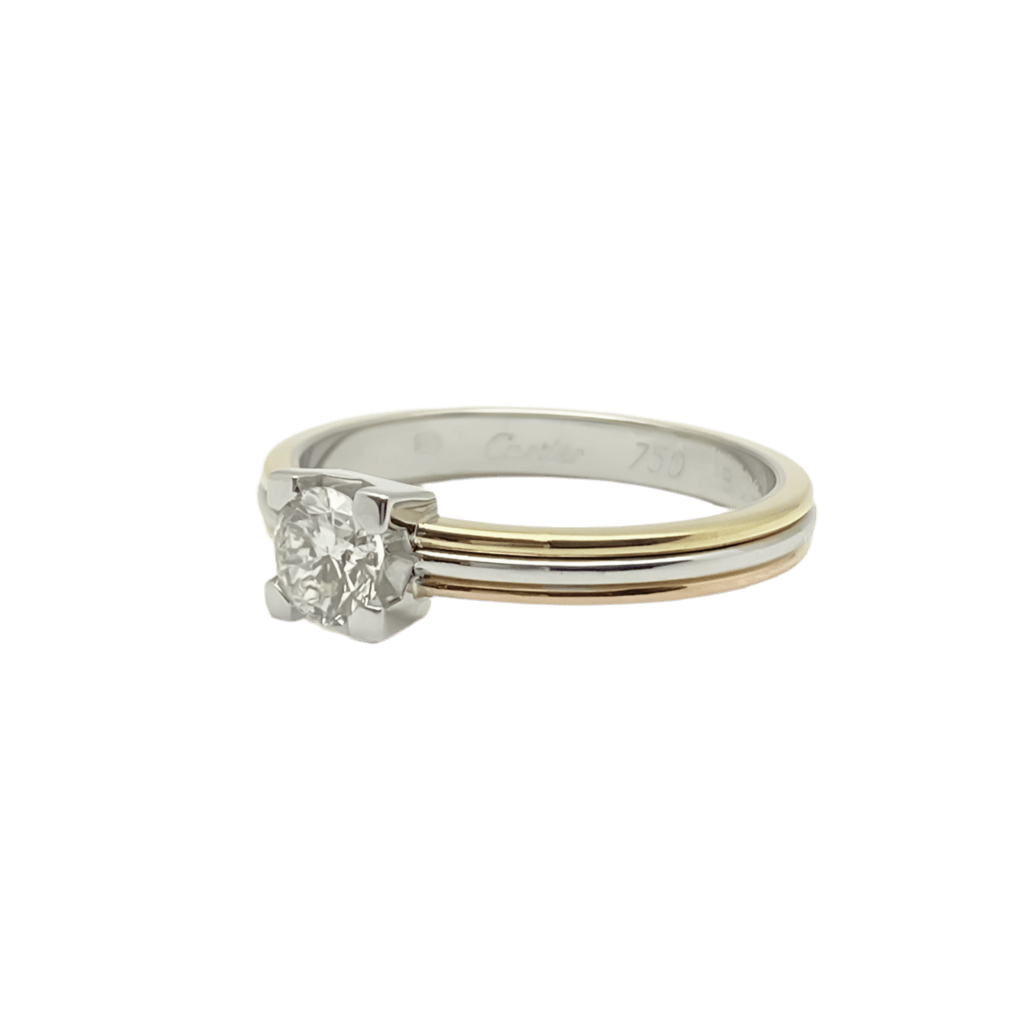 Bague Solitaire CARTIER en or blanc, or jaune, or rose et diamant - Castafiore