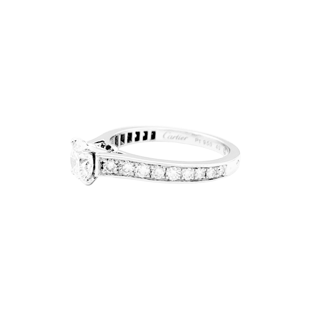 Bague Solitaire CARTIER "Solitaire 1895" en platine et diamants - Castafiore