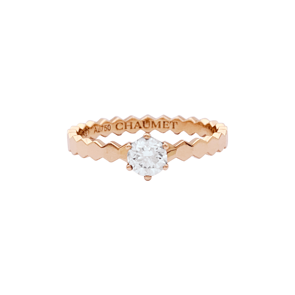 Bague Solitaire CHAUMET "Bee" en or rose et diamant. - Castafiore