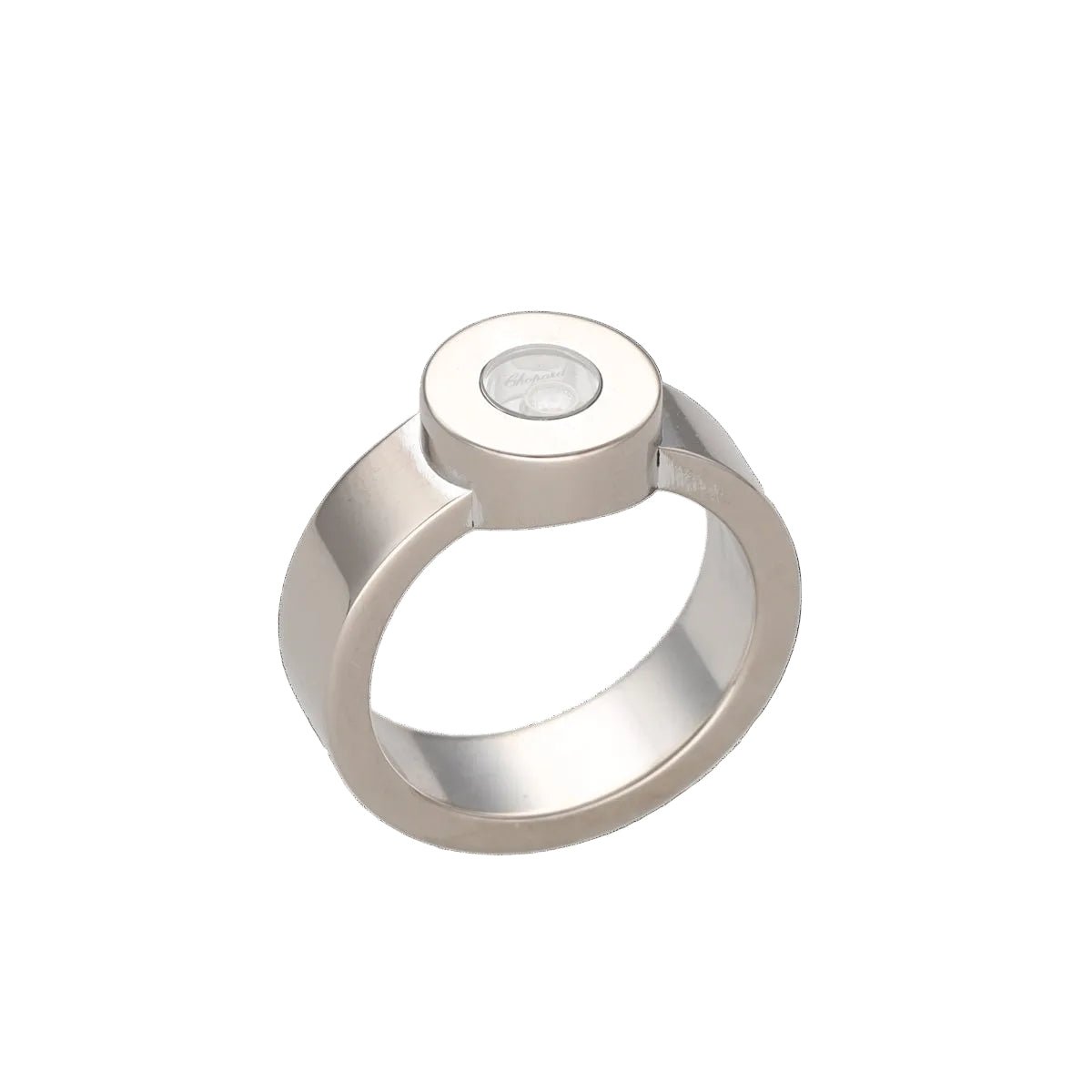 Bague Solitaire CHOPARD "Happy Diamond" en or blanc, saphir et diamant - Castafiore