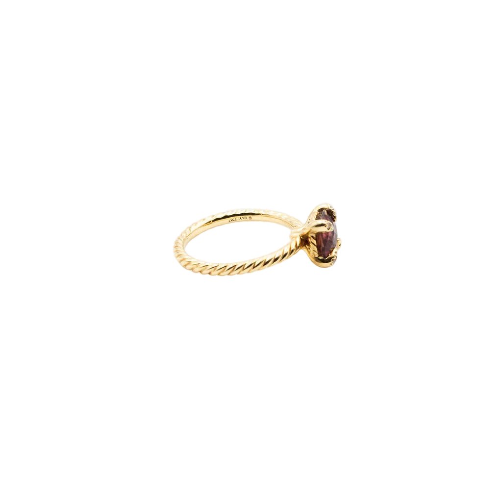 Bague Solitaire DAVID YURMAN "Chatelaine" en or jaune, grenat et diamants - Castafiore