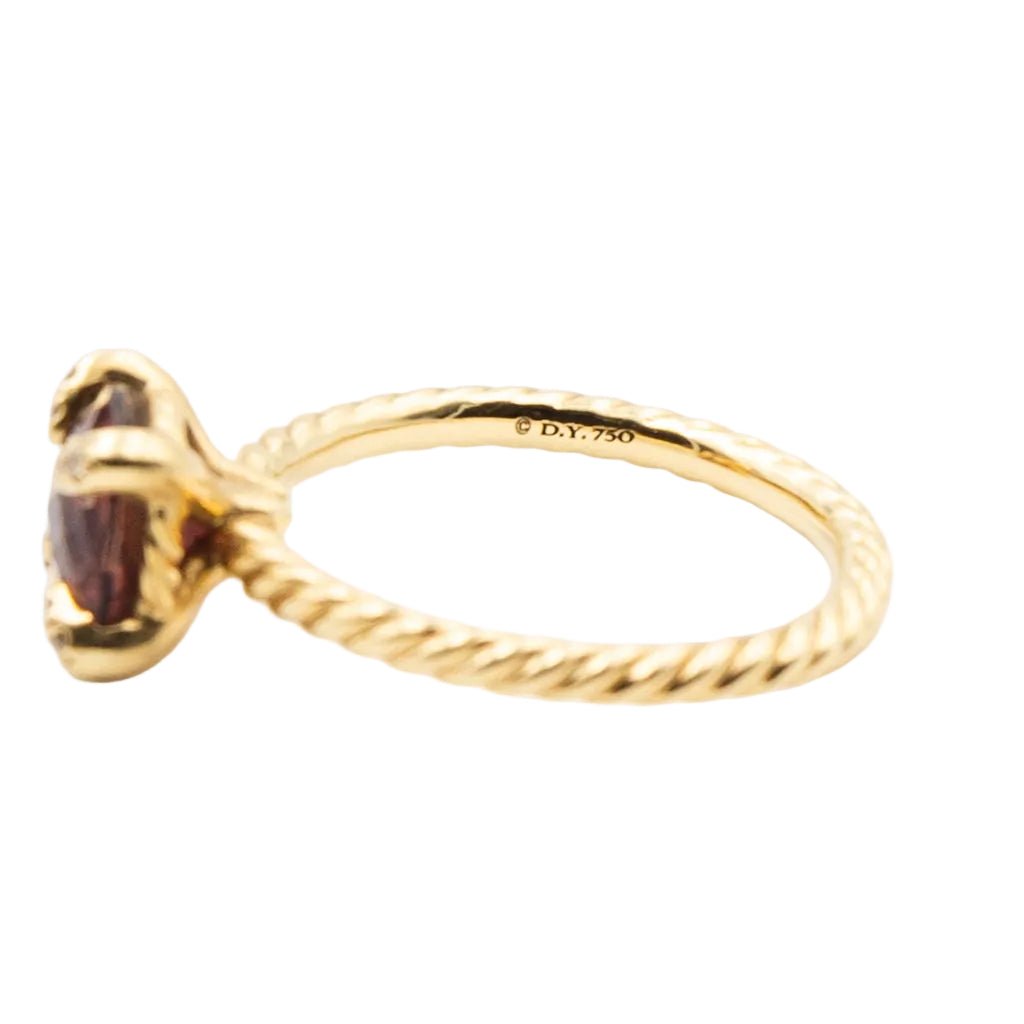Bague Solitaire DAVID YURMAN "Chatelaine" en or jaune, grenat et diamants - Castafiore