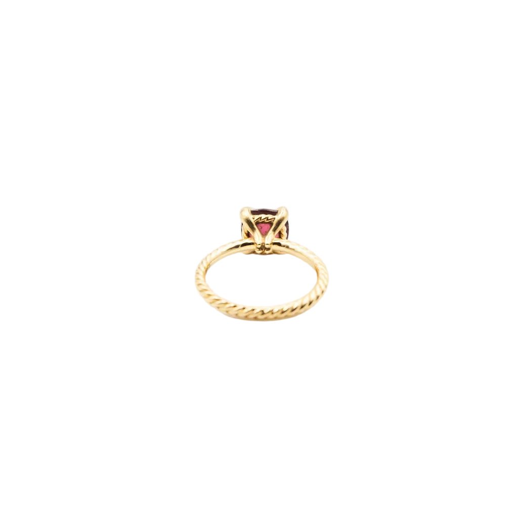 Bague Solitaire DAVID YURMAN "Chatelaine" en or jaune, grenat et diamants - Castafiore