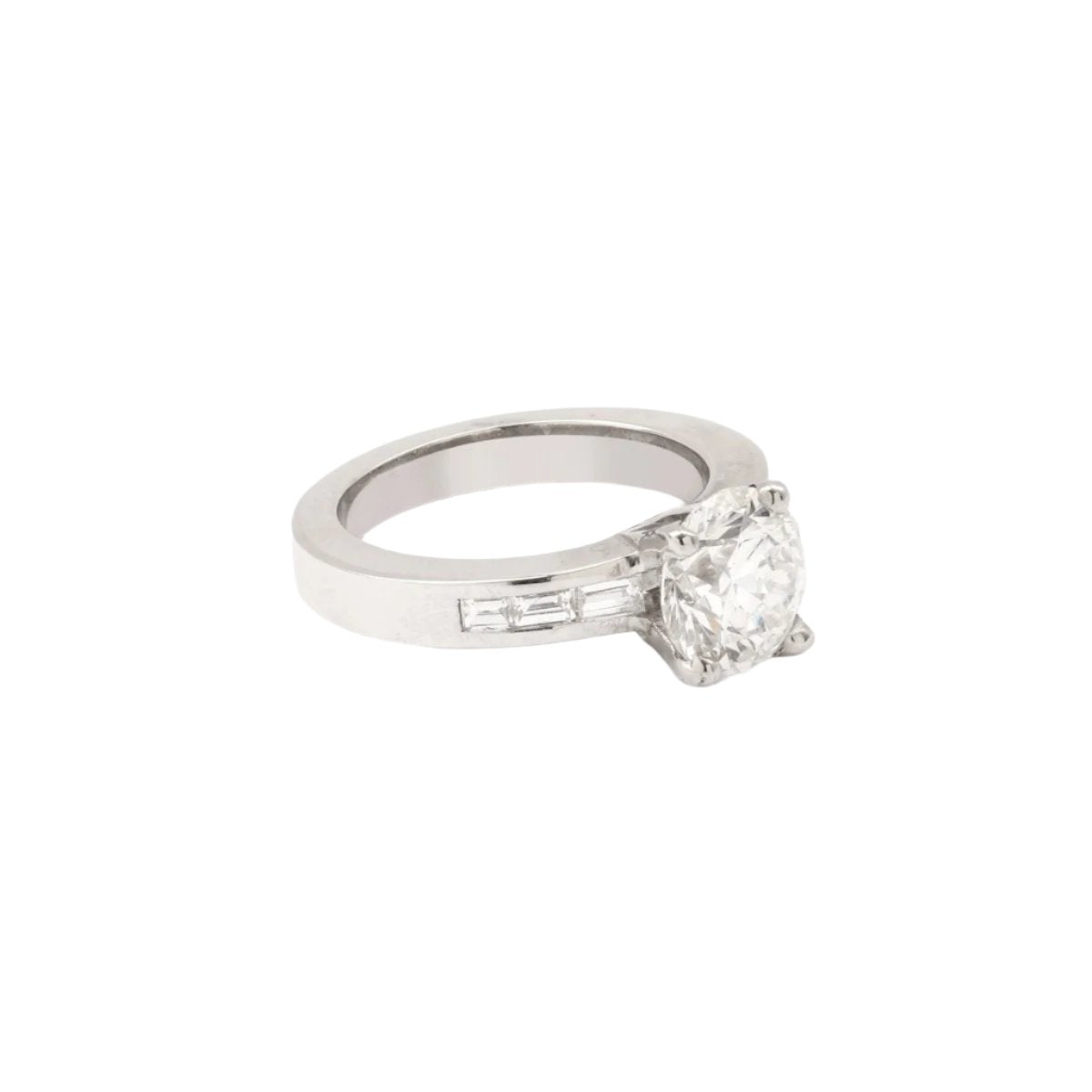 Bague Solitaire Diamant 2 Carats Or Gris 18 Carats (Certificat) - Castafiore