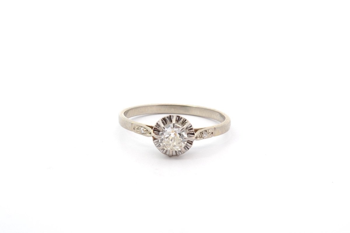 Bague solitaire diamant en or blanc 18k - Castafiore