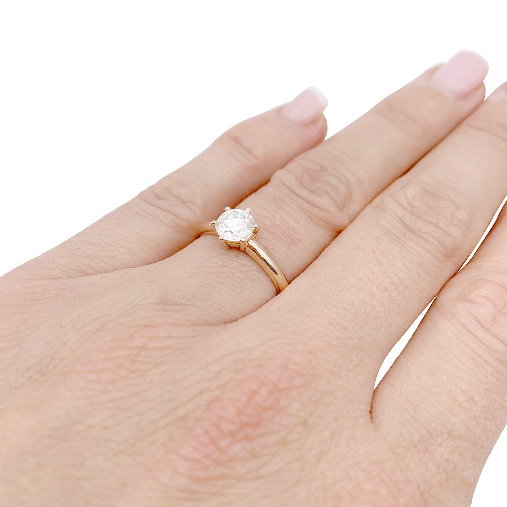 Bague solitaire diamant en or rose. - Castafiore