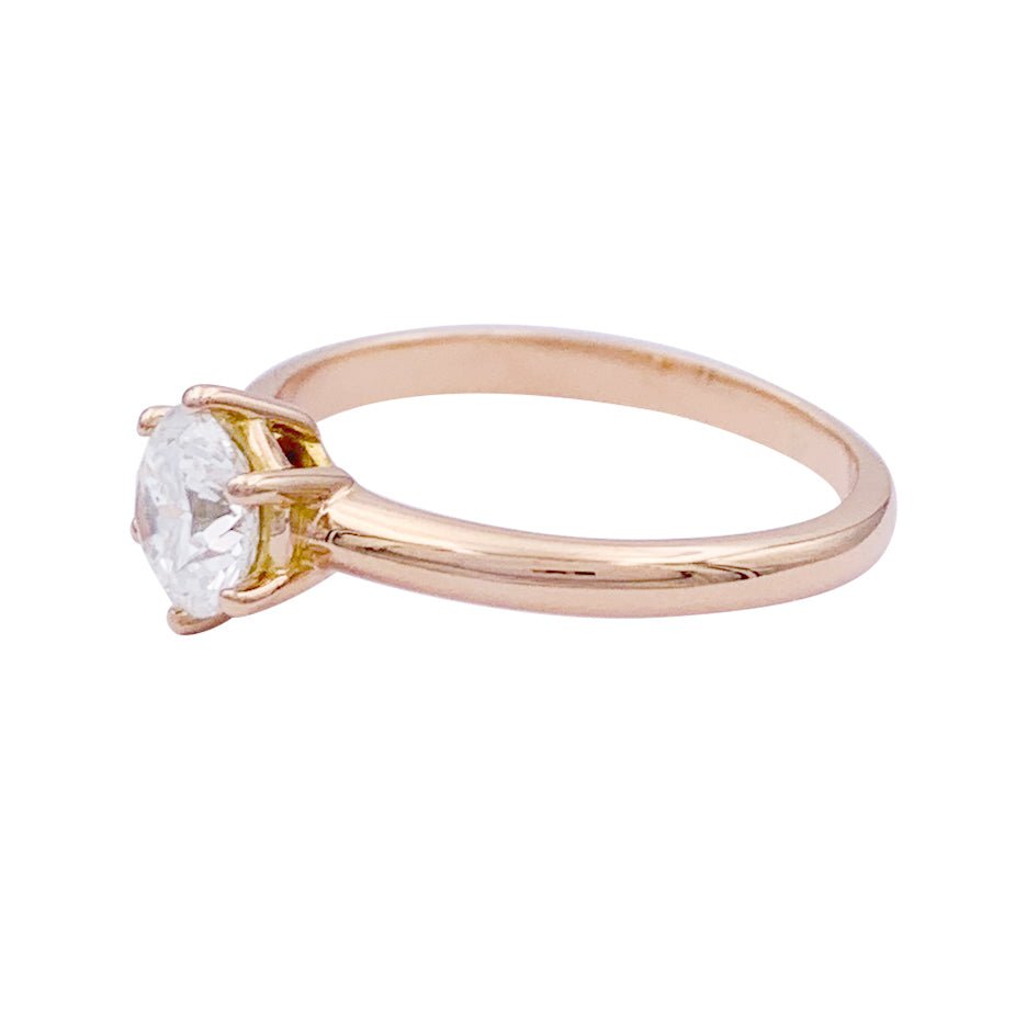 Bague solitaire diamant en or rose. - Castafiore