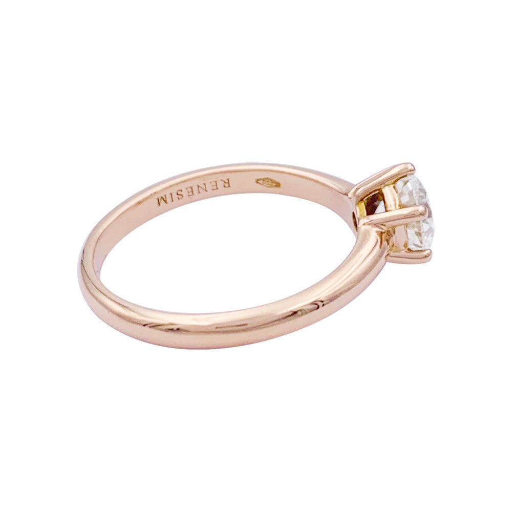 Bague solitaire diamant en or rose. - Castafiore