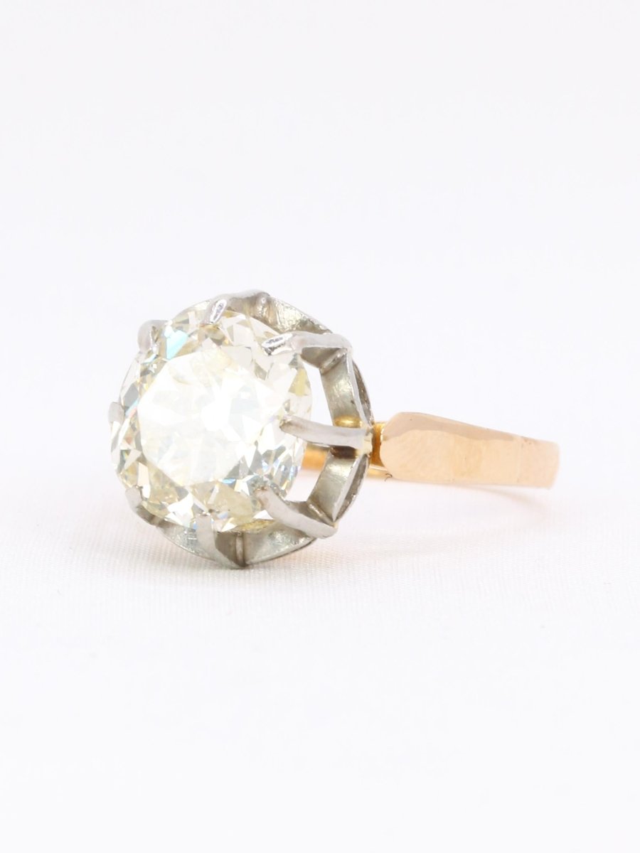Bague solitaire diamant taille ancienne Old Mine Cut 3,07 carats - Castafiore