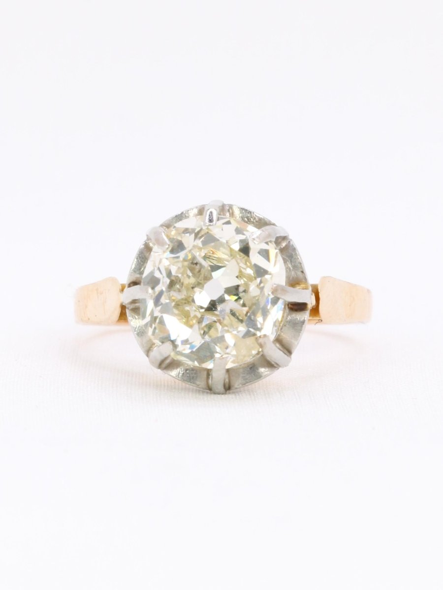 Bague solitaire diamant taille ancienne Old Mine Cut 3,07 carats - Castafiore