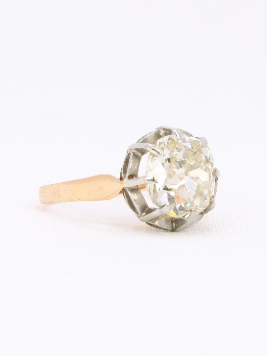 Bague solitaire diamant taille ancienne Old Mine Cut 3,07 carats - Castafiore