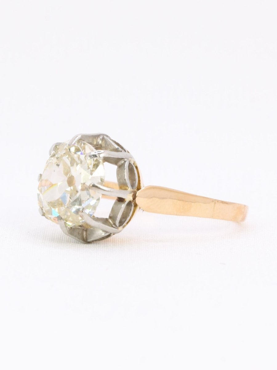 Bague solitaire diamant taille ancienne Old Mine Cut 3,07 carats - Castafiore