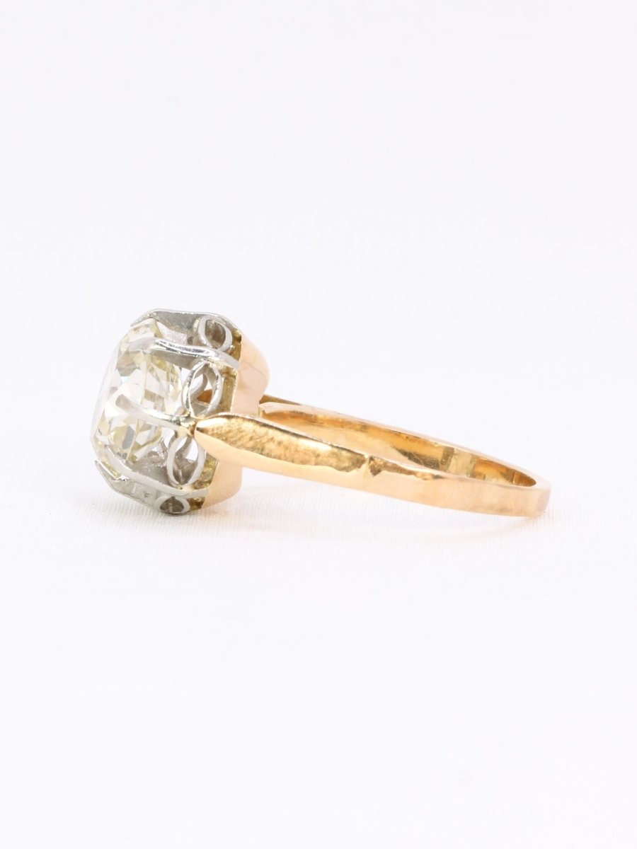 Bague solitaire diamant taille ancienne Old Mine Cut 3,07 carats - Castafiore