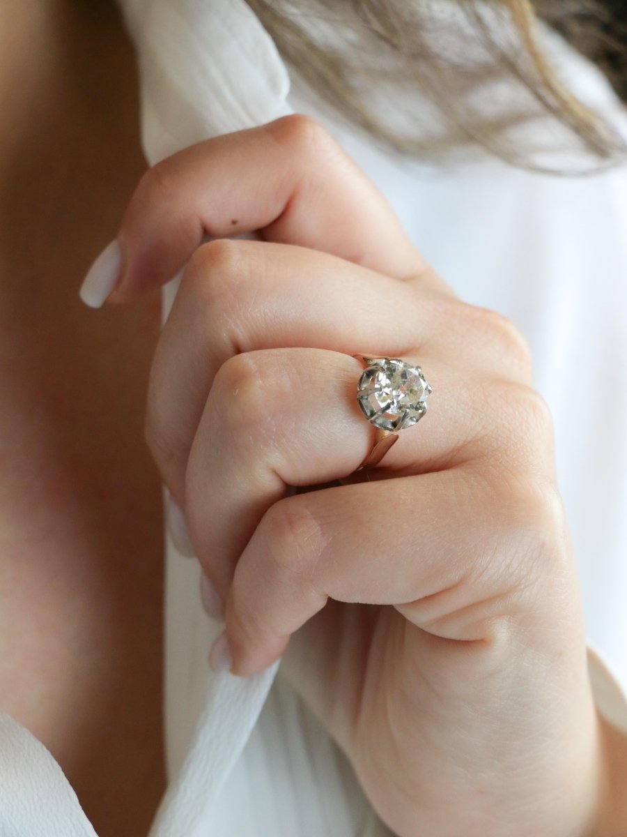 Bague solitaire diamant taille ancienne Old Mine Cut 3,07 carats - Castafiore