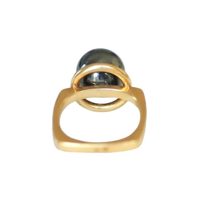 Bague Solitaire DINH VAN en or jaune et hématite - Castafiore
