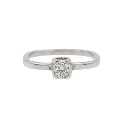 Bague Solitaire DINH VAN "Le Cube" en or blanc et diamant - Castafiore