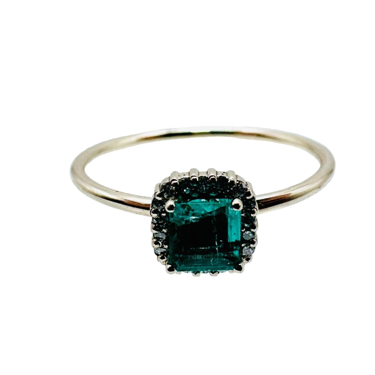 Bague Solitaire en or blanc, émeraude et diamants - Castafiore