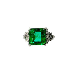 Bague Solitaire en or blanc, émeraude et diamants - Castafiore