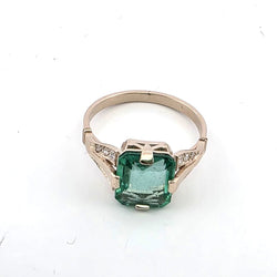 Bague Solitaire en or blanc, émeraude et diamants