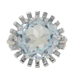 Bague Solitaire en or blanc et aigue-marine - Castafiore