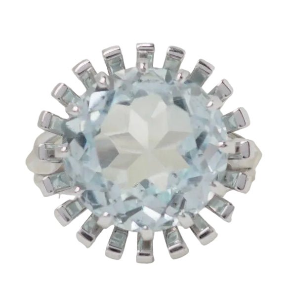 Bague Solitaire en or blanc et aigue-marine - Castafiore