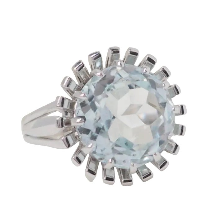 Bague Solitaire en or blanc et aigue-marine - Castafiore