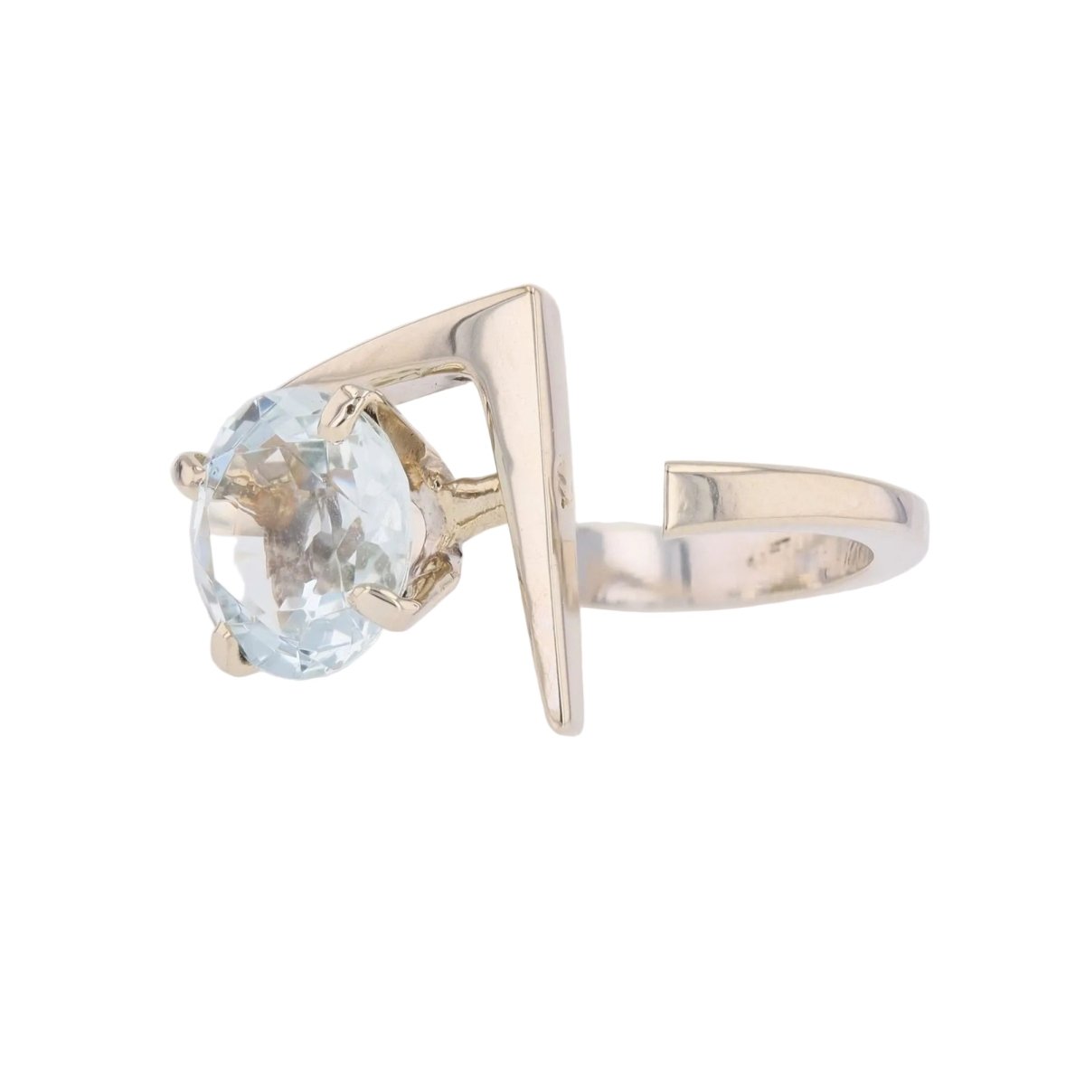 Bague Solitaire en or blanc et aigue - marine - Castafiore