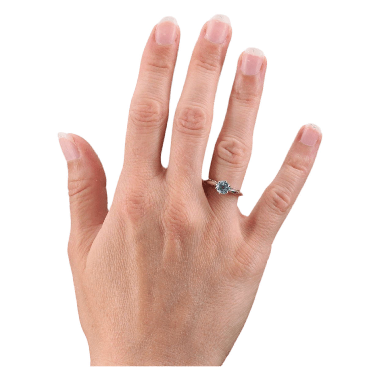 Bague Solitaire en or blanc et aigue - marine - Castafiore