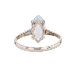 Bague Solitaire en or blanc et aigue - marine - Castafiore