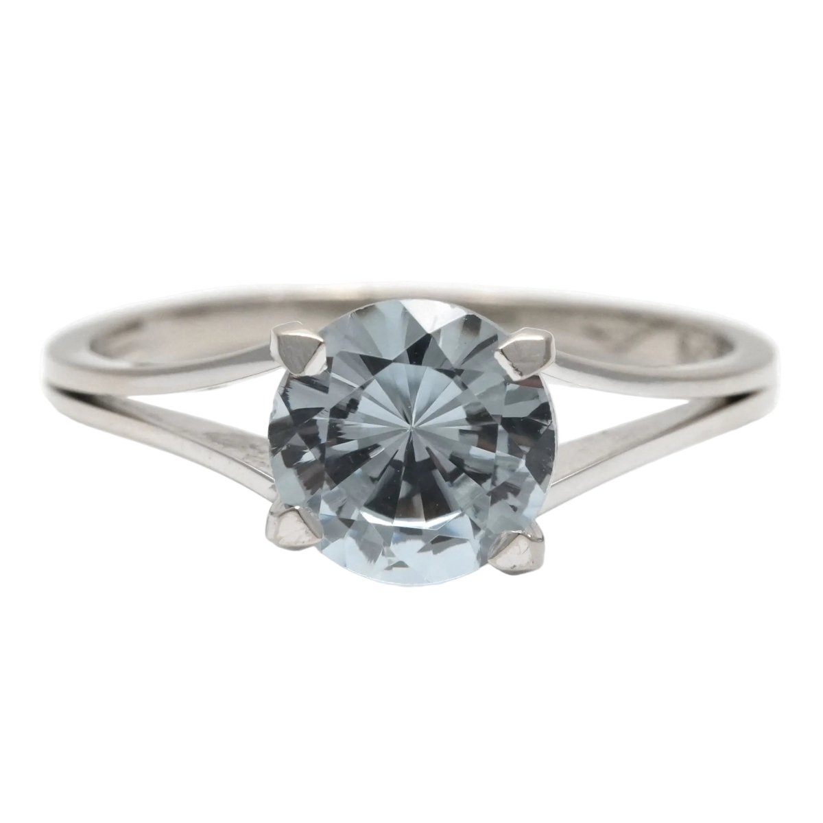 Bague Solitaire en or blanc et aigue-marine - Castafiore