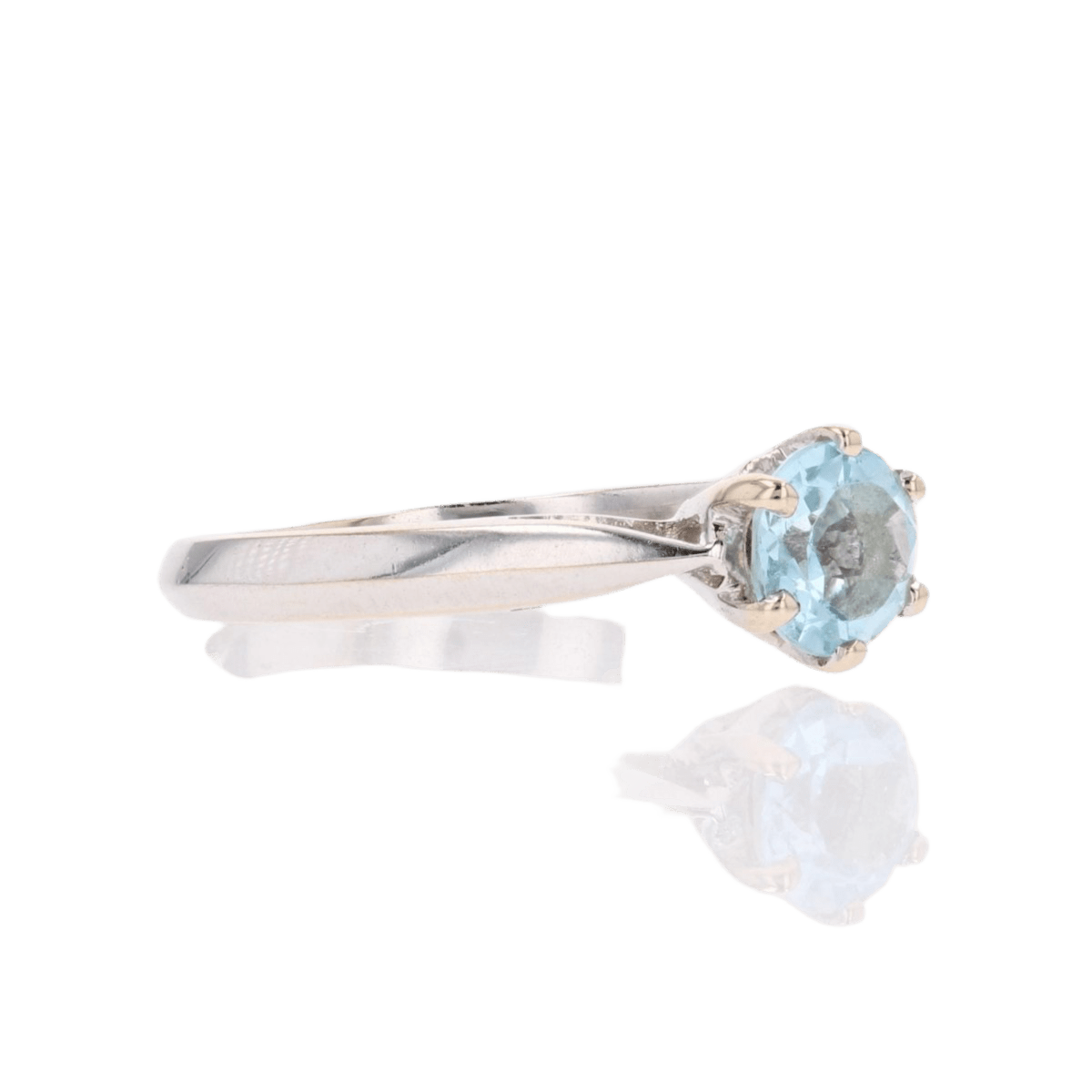 Bague Solitaire en or blanc et aigue - marine - Castafiore