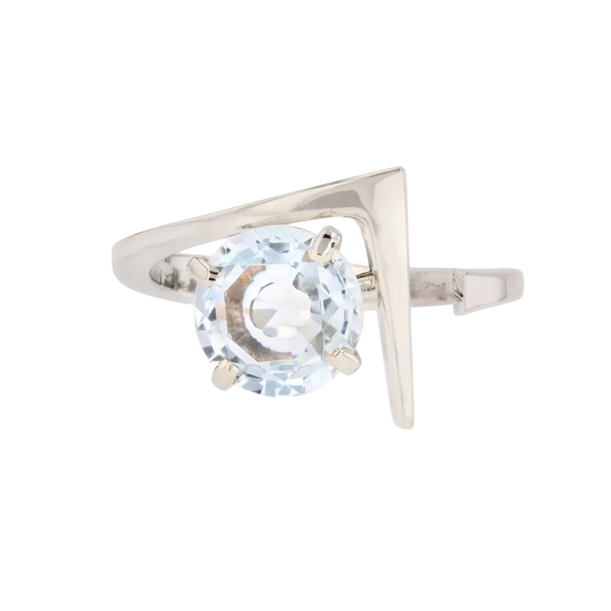 Bague Solitaire en or blanc et aigue - marine - Castafiore